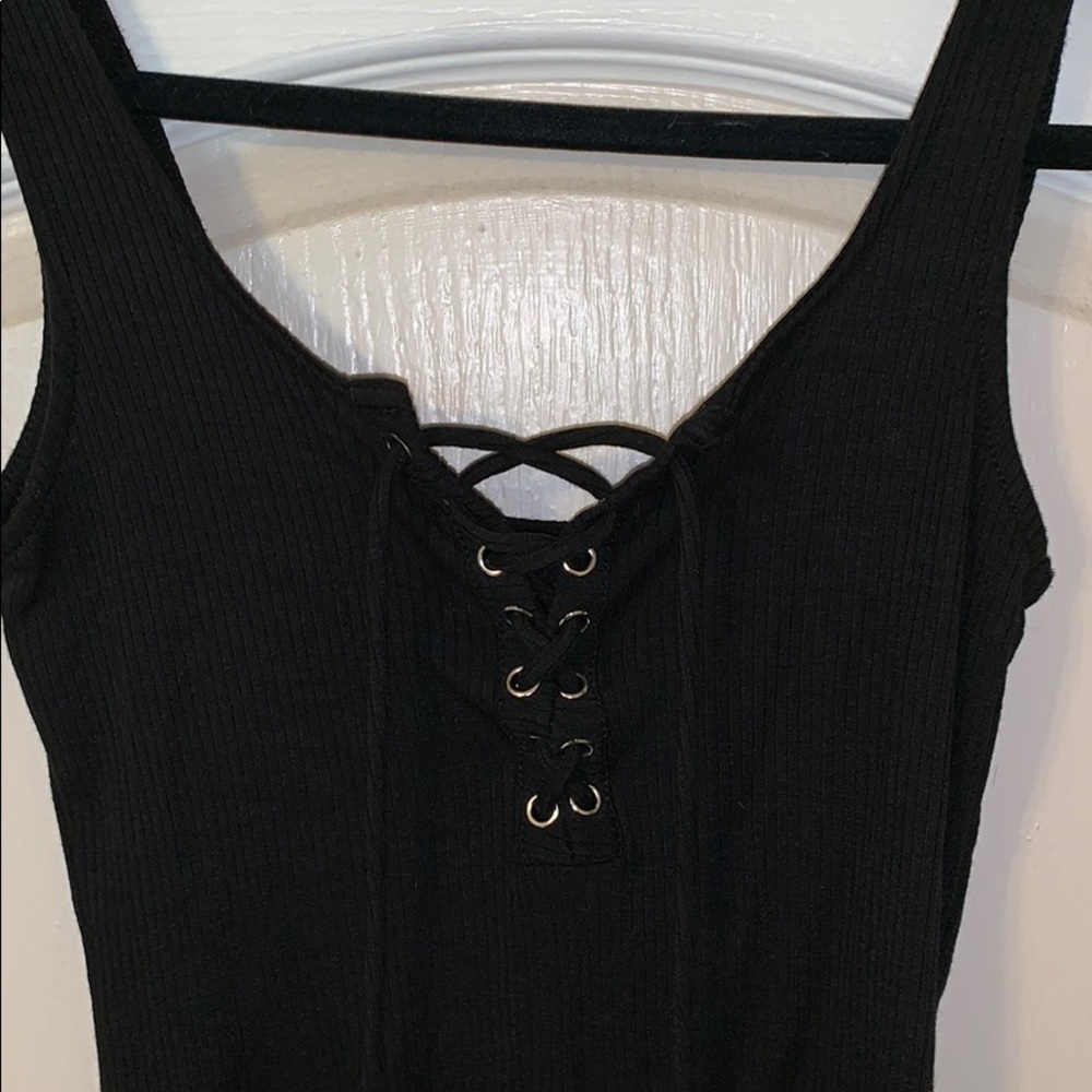 American Eagle Black Lace-up Bodysuit